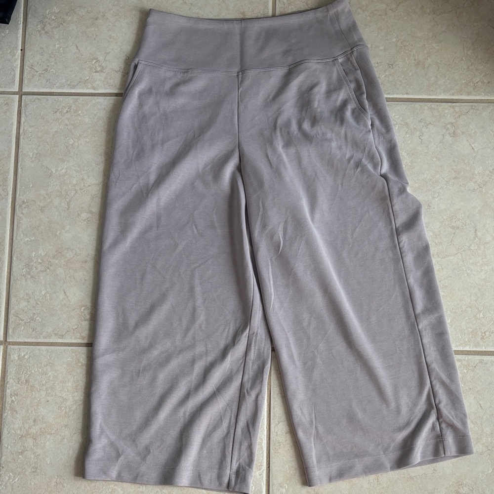 Athleta Cropped Wide-Leg Knit Pants — Dusty Taupe